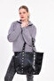 New Season Briella Black Shiny Faux Leather and Zippered Stylish Bag - 2