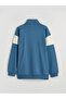 Blue Mock Neck Berlin Printed Boys' Thick Sweatshirt - 4