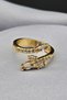 Steel Gold Ring Adjustable Zircon Stone Steel, Non-Tarnish Gold Color - 3