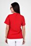 Women's Terycotton Envelope Collar Red Color Scrubs Single Top - 4