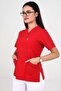 Women's Terycotton Envelope Collar Red Color Scrubs Single Top - 3