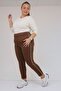 59504 Plus Size Piped Inne Ş Fleece-Lined Leggings - Brown - 2