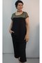 Black Green Color Block Capri Length with Pockets Size Fits All Low Arm Length Combed Viscose Suit - 8