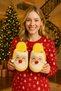 Christmas Fluffy House Slippers with Santa Claus Figure New Year's Special Design House Slippers Non-Slip Sole
