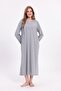 Women's Gray Plus Size Cotton Buttoned Long Nightgown - 6