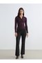 Alita City with a Difference in Price, Lcw Everyday Plum Camisole Plain Super Skinny & Extra Narrow Long Sleeve Women's T-Shirt - 2