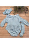 Baby Girl Ruffled 3-Piece Romper with Socks and Bandana Newborn Jumpsuit Bodysuit - Mint - 2