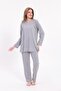 Women's Gray Plus Size Cotton Button down Pajama Set
