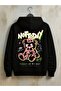 Neon Bear Graffiti Printed Not Today Unisex Oversized Hoodie