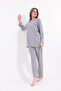 Women's Gray Plus Size Cotton Button down Pajama Set - 3