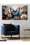 Blue Butterfly among Elegant Flowers One Piece Canvas - Canvas Painting - 3