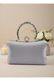 Silver Grey Pearl and Crystal Embroidered Glitter Satin Evening Dress Bag Wedding Engagement Graduation - 4