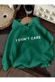 I Don'T Care Written Women's Oversized Hooded Sweatshirt