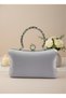 Silver Grey Pearl and Crystal Embroidered Glitter Satin Evening Dress Bag Wedding Engagement Graduation - 5