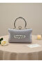 Silver Grey Pearl and Crystal Embroidered Glitter Satin Evening Dress Bag Wedding Engagement Graduation - 3