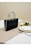 Black Pearl and Crystal Embroidered Glitter Satin Evening Dress Bag - 5