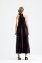 High Neck Pleated Detail Satin Maxi Dress |   Elb34513 Murdum - 5