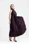 High Neck Pleated Detail Satin Maxi Dress |   Elb34513 Murdum - 7