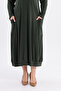 Stylish & Elegant Long Length Stretch Fabric Stretchy Sendy Fabric Square Pocket Long Sleeve Crew Neck Dress 5031 - 4