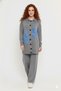 Women's Denim Detailed Pearl Embroidery Knitwear Jacket Pants Set