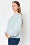 Women Scalloped Neck Knitted Sweater, Light Blue - 3