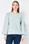 Women Scalloped Neck Knitted Sweater, Light Blue