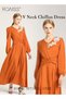Women's Dress V-Neck A-Line Waist-Slimming Thin Three-Dimensional Applique Long-Sleeved Embroidere