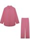 Ladies Comfortable Cotton Linen 2 Piece Suit for Daily Commute - Shirt and Wide Leg Pants Set with S - 2