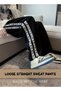 Student Sweatpants Side Ribbon Knit Straight and Loose Fit Casual Pants - 2