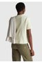Women's Cream 100% Cotton Front Floral Embroidered Crew Neck T-Shirt - 3