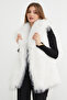 Faux Fur Vest with Belt Detail - 3
