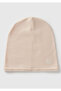Boy's Ecru Logo Embroidered Thin Beanie
