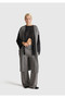 Women's Anthracite Melange Wool and Cashmere Blend Ribbed Detailed Knitwear Pants - 5