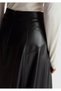 Women's Black Slit Invisible Zipper Long Flared Skirt - 6