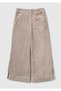 Girl's beige logo embroidered wide fit pants with zipper and button closure