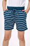 Boy's Striped Elastic Waist Pocketed Slit Shorts - 2