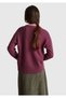 Women's plum wool blend sweater with wide bike collar bottom - 3