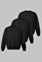 3'lü Paket Basic Bisiklet Yaka Relaxed Regular Sweatshirt