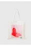 Women's red mix 100% cotton ice cream patterned tote bag