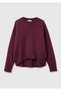 Women's plum wool blend sweater with wide bike collar bottom - 2