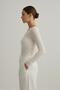Ecru transparent boat neck modal long sleeve blouse - 4