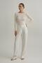 Ecru transparent boat neck modal long sleeve blouse - 2