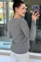 V-Neck Ribbed Knit Yumoş Blouse 6K303 - 2