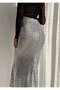 Sequienned Silver Long Slirt - 7