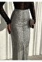 Sequienned Silver Long Slirt - 4