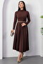 Half Fisherman Skirt Pleated Belted Dress 2025-4400 - 4