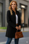 Women's Long-Sleeve Collared Button-Front Imported Melton Lined Coat - 4