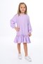 Girl's Printed Relax Fit Crew Neck Raglan Long Sleeve Flounce Dress