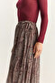 Women's Burgundy Shawl Patterned Asymmetrical Cut Lined Chiffon Bohemian Skirt De251102 60283881 - 7