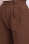 Women's Brown Stretch Fabric Pleated Velcro Closure Palazzo Pants Arm-26K001059 - 4